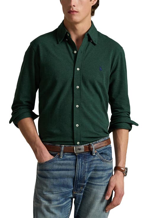 Featherweight Stretch Cotton Piqué Button-Down Shirt