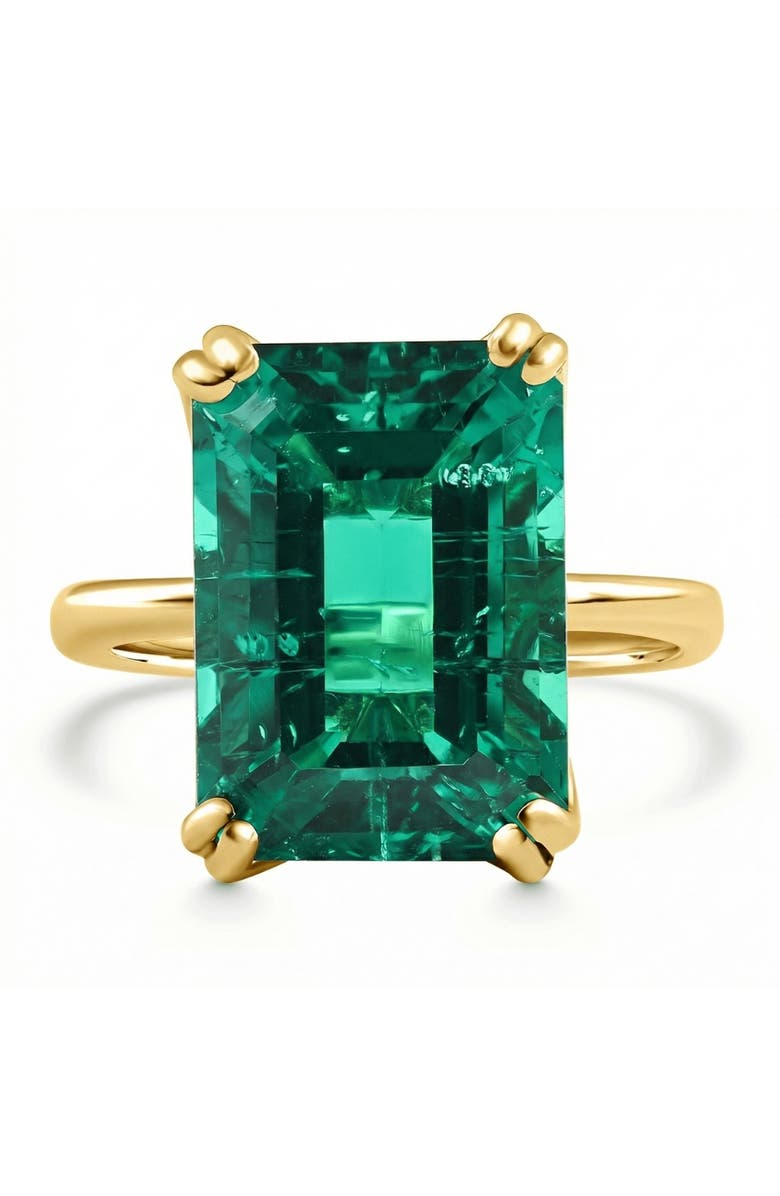 Bliss Diamond Certified 6 3/4Ct Emerald Solitaire Ring 14k Gold Lab Grown, Main, color, 14K Yellow Gold