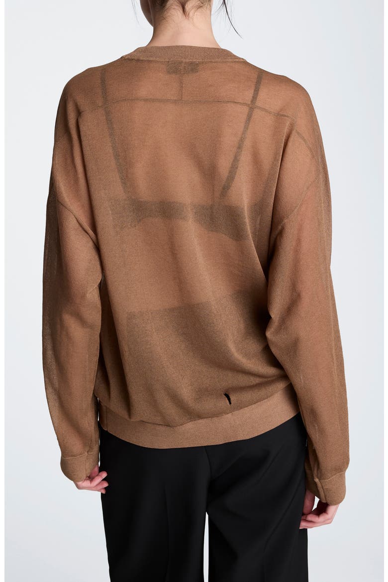 Sheer Crewneck Sweatshirt, Alternate, color, MESQUITE