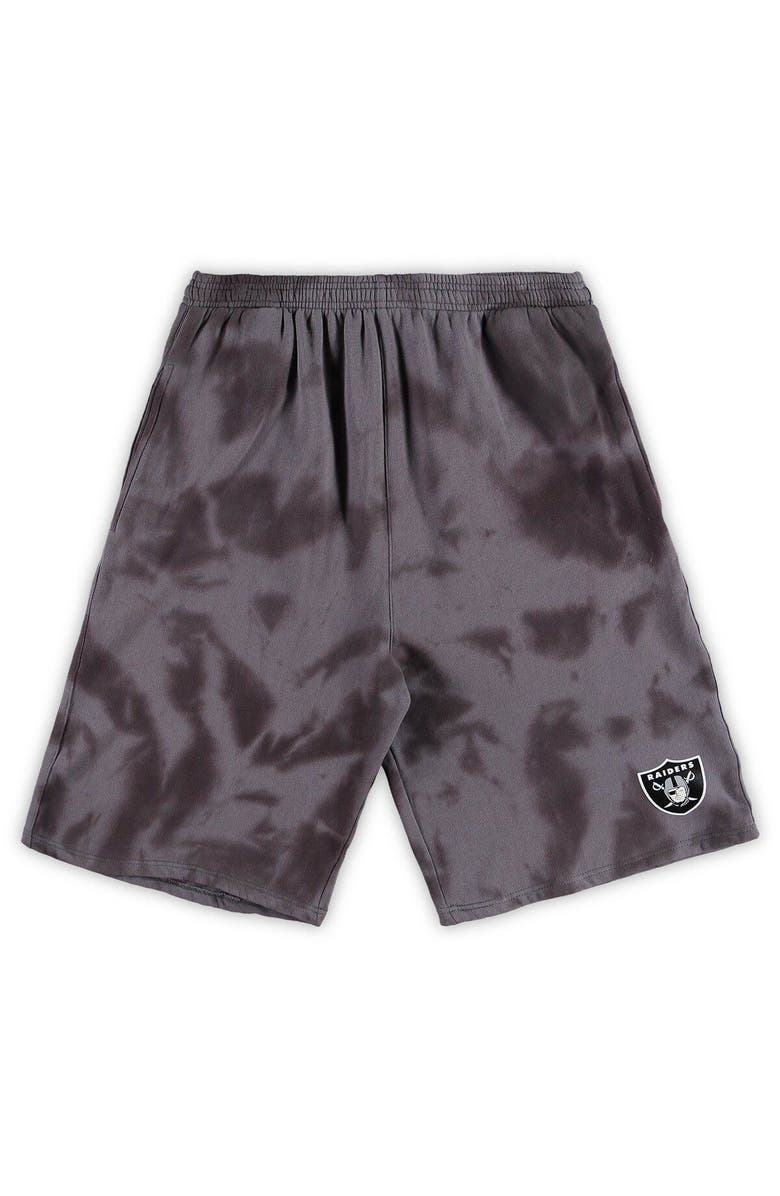 PROFILE Men's Charcoal Las Vegas Raiders Big & Tall Tie-Dye Shorts, Main, color, 