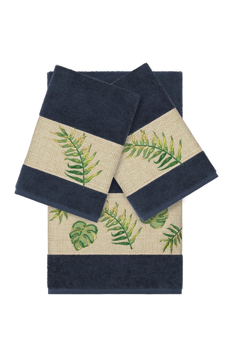 Linum Home Textiles Zoe 3-Piece Embellished Towel - Midnight Blue, Main, color, Midnight Blue