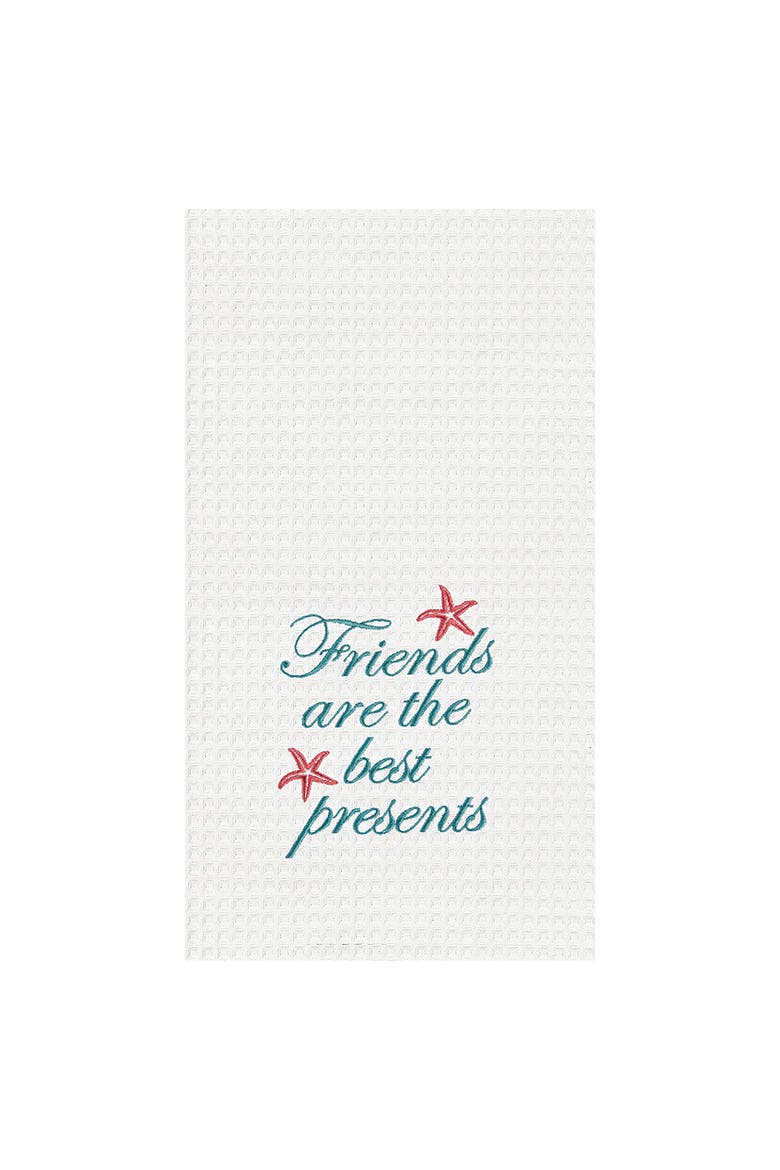Friends Are The Best Presents Waffle Weave Cotton Kitchen Towel, Main, color, White