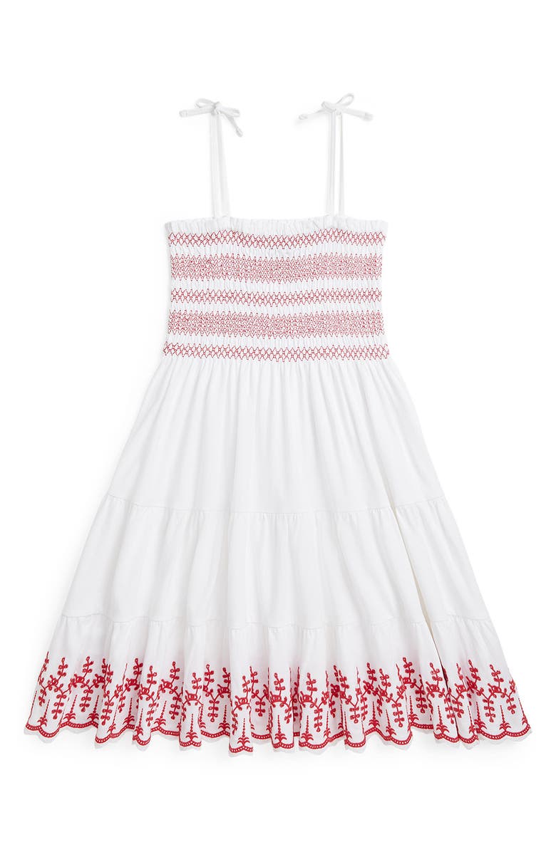 Polo Ralph Lauren Kids' Eyelette Stripe Sundress, Alternate, color, 