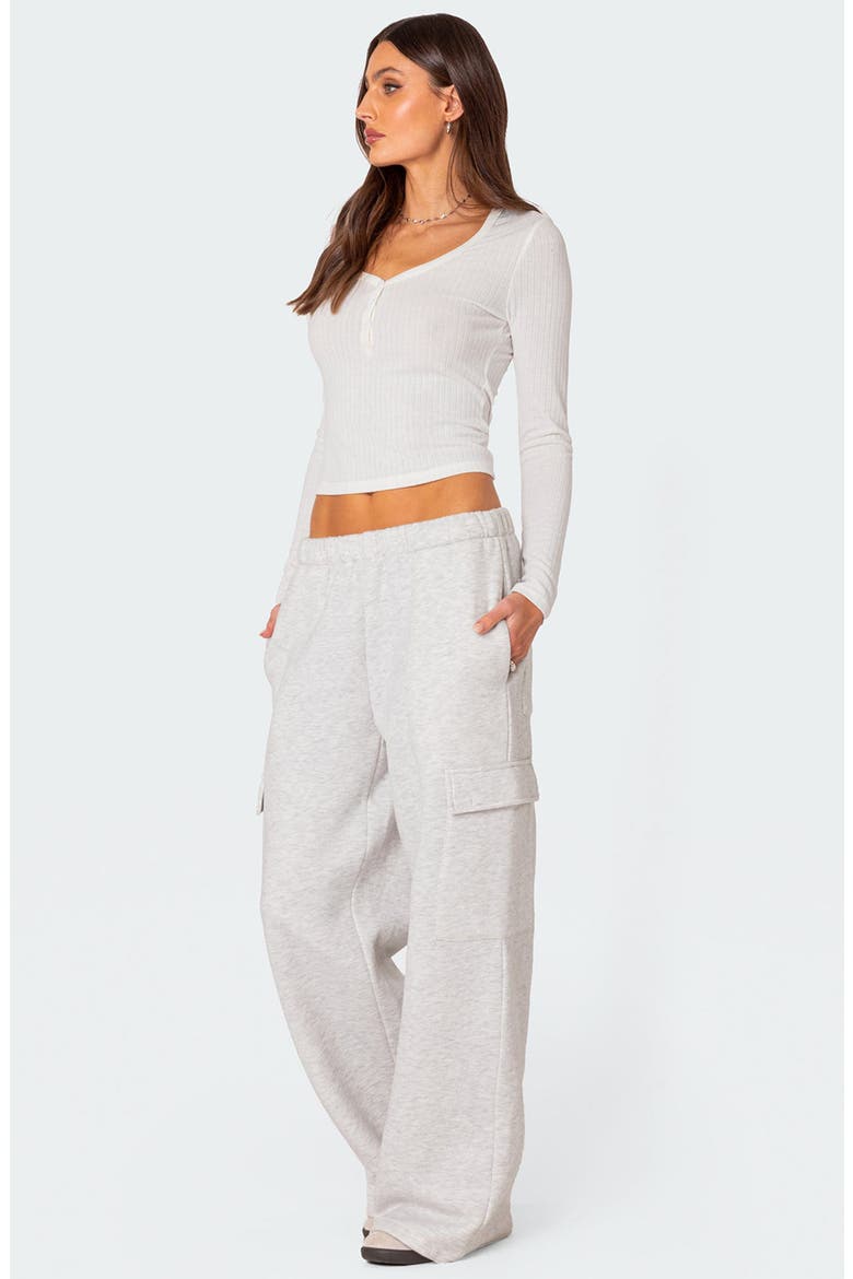 Wide Leg Cotton Cargo Sweatpants, Alternate, color, LIGHT-GRAY