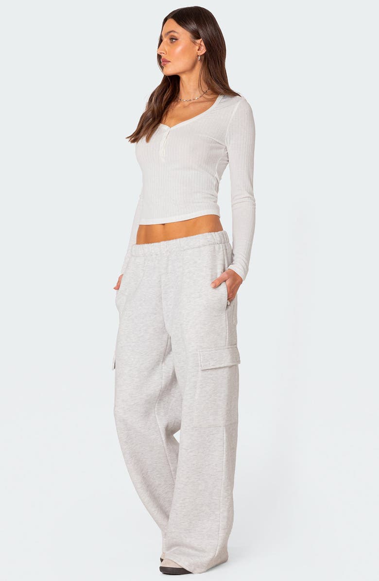 EDIKTED Wide Leg Cotton Cargo Sweatpants, Alternate, color, Light-Gray