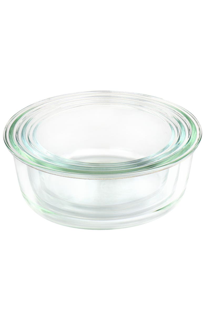 MARTHA STEWART 6 Piece Round Glass Storage Containers with Leak Proof Lids, Alternate, color, Clear