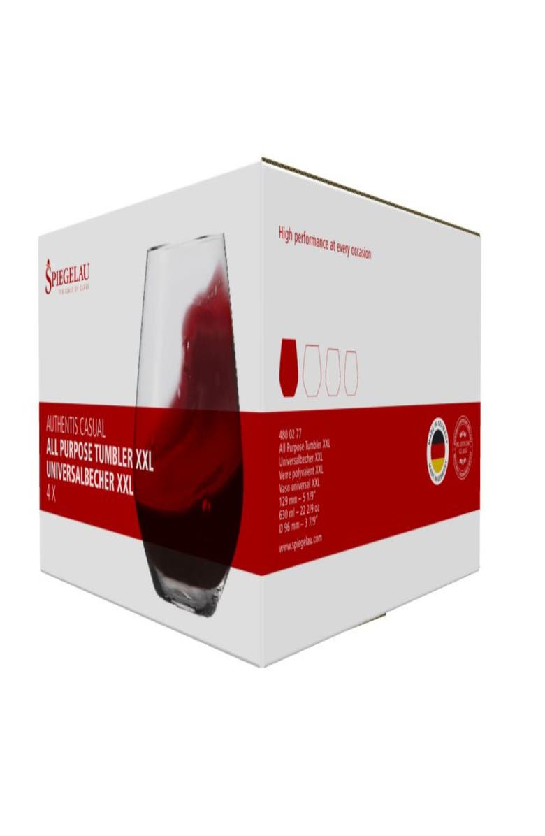 SPIEGELAU Authentis All Purpose Tumbler Set of 4, Alternate, color, Clear