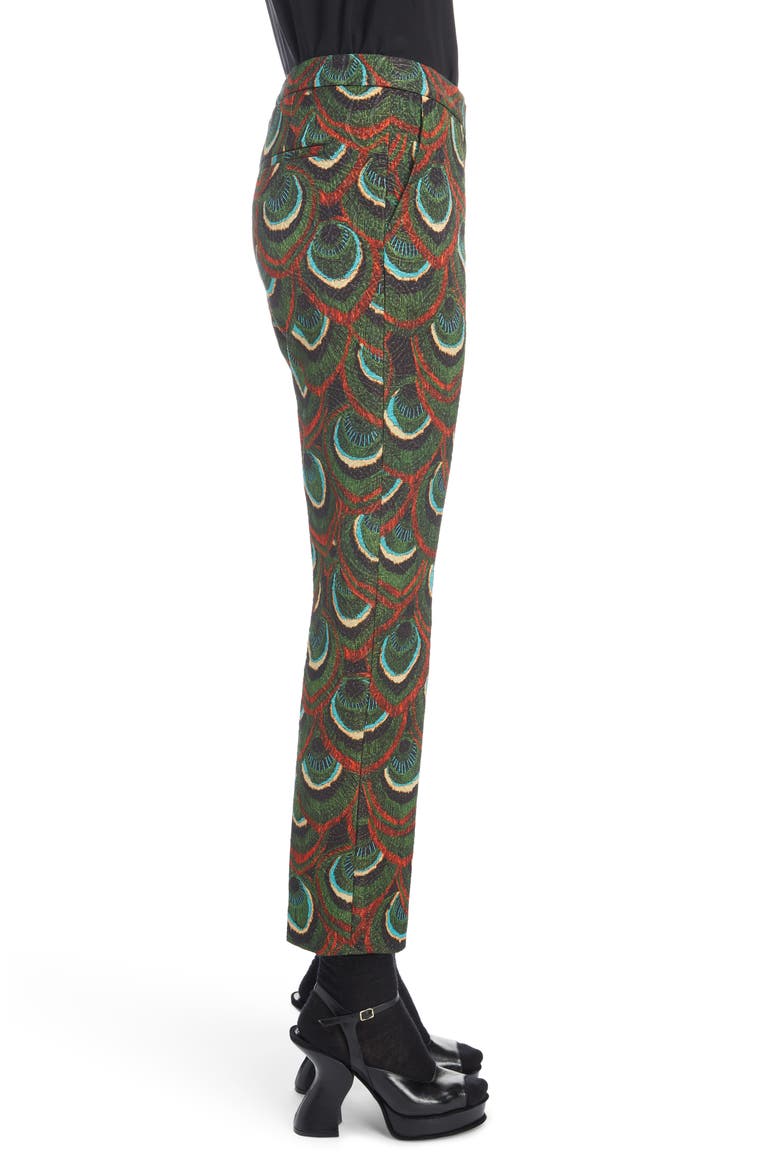 Peacock Print Crop Pants, Alternate, color, GREEN