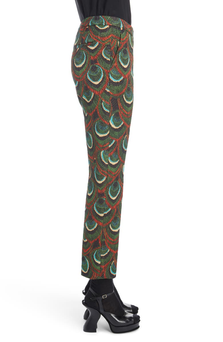 Dries Van Noten Peacock Print Crop Pants, Alternate, color, 