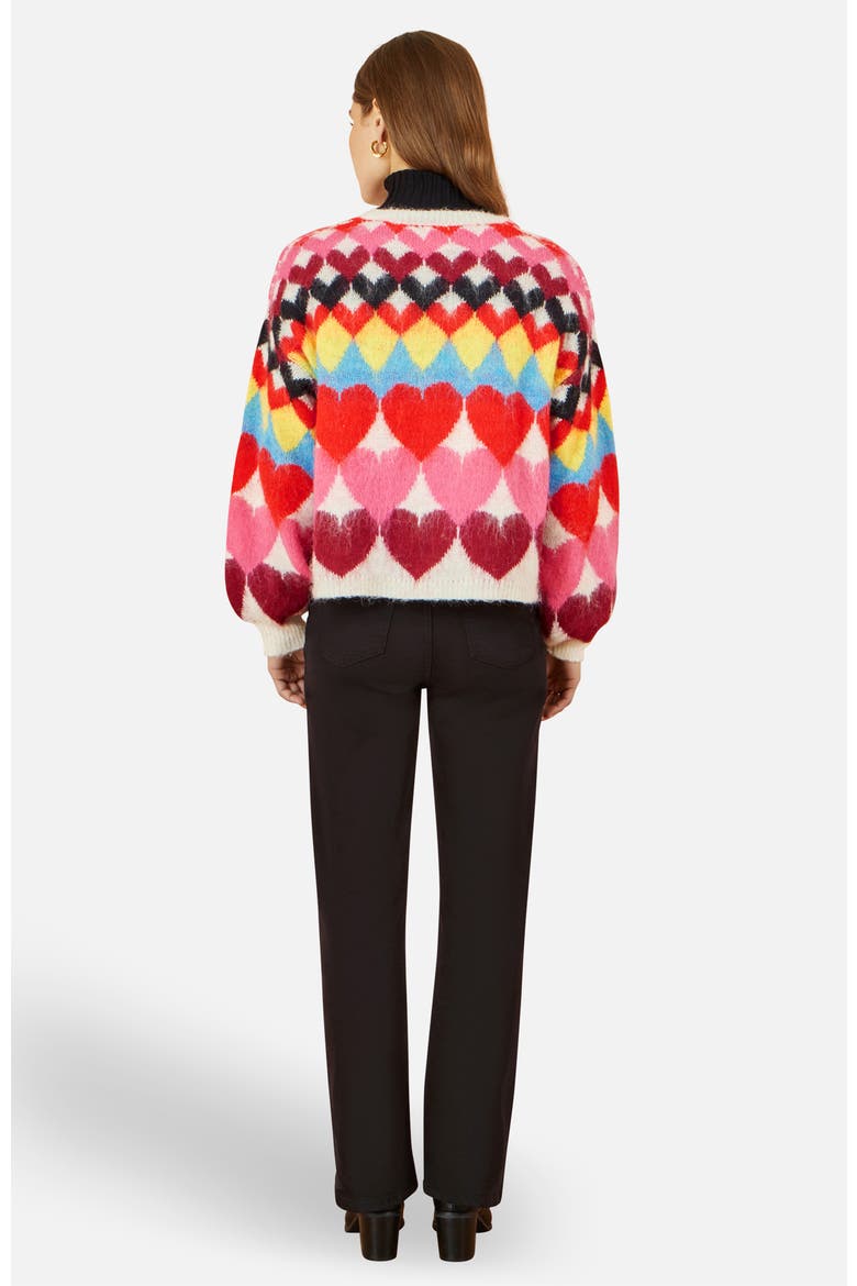 Tie Front Heart Intarsia Cardigan, Alternate, color, Multi