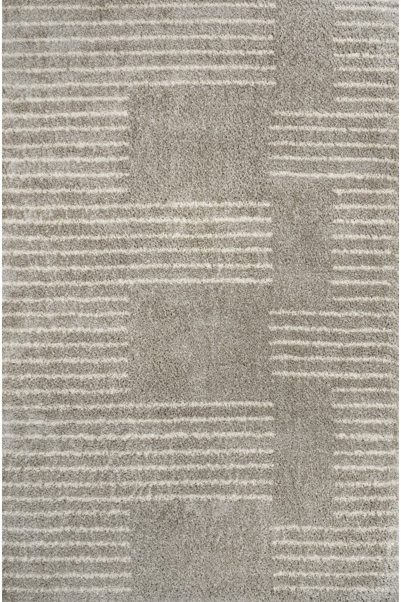 Petra Abstract Stripe Geometric Shag Area Rug, Main, color, Gray/Ivory