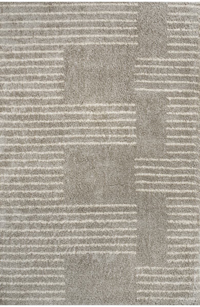 JONATHAN Y Petra Abstract Stripe Geometric Shag Area Rug, Main, color, Gray/Ivory