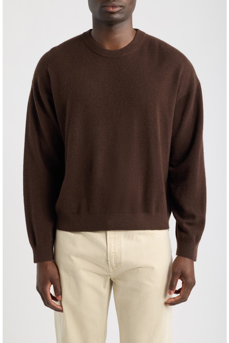 Lightweight Cashmere Crewneck Sweater, Main, color, DEEP BROWN