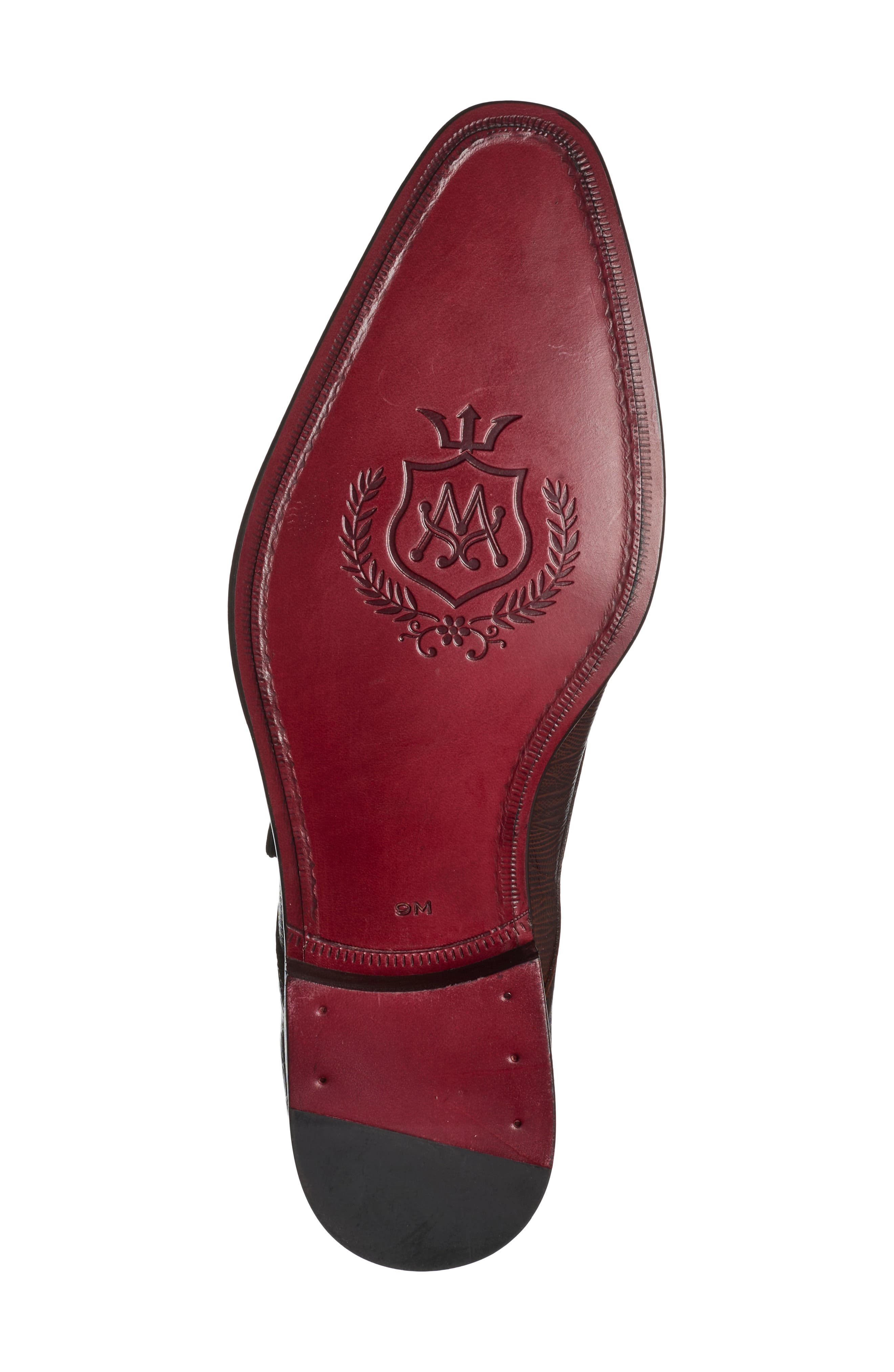 Lizard Embossed Monk Strap Shoe, Alternate, color, BROWN