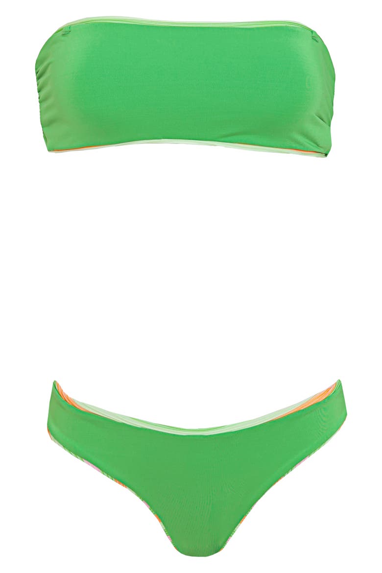 Rainbow Stripe Tiffany Reversible Bikini Top, Alternate, color, GREEN