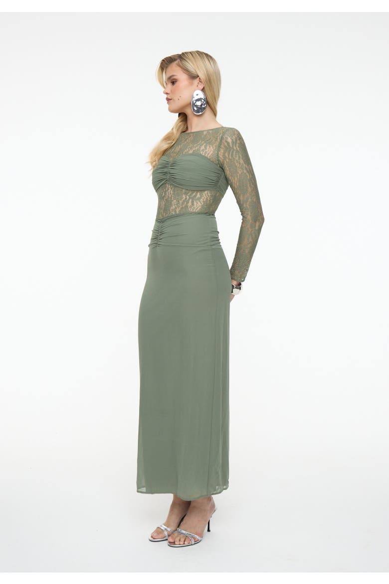 Chiffon Maxi Dress With Ruched detailing, Main, color, GREEN