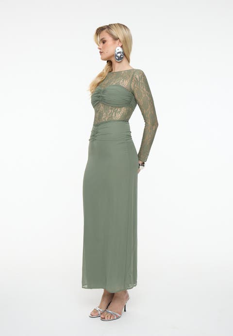 Chiffon Maxi Dress With Ruched detailing