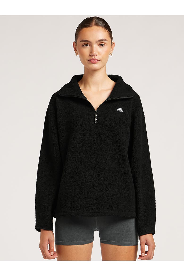 Alix Half-Zip Relaxed Cropped Fleece, Main, color, Black