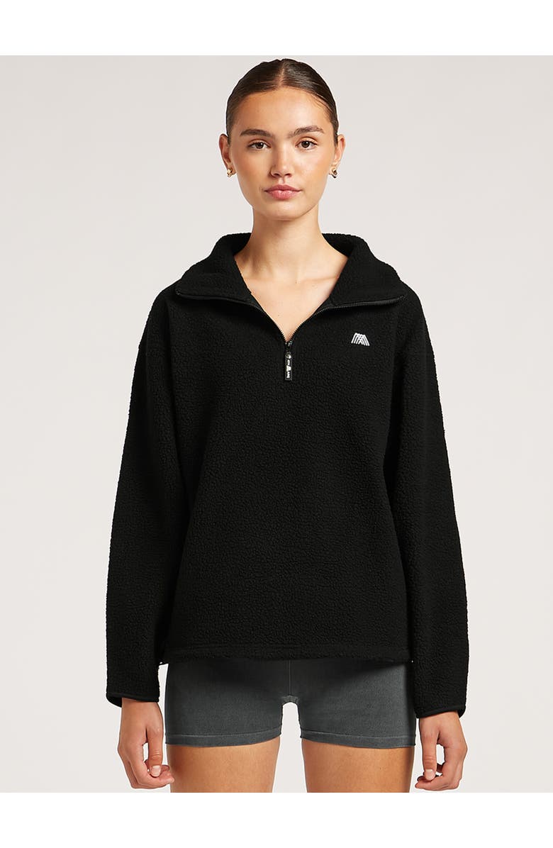 4TH ARQ Alix Half-Zip Relaxed Cropped Fleece, Main, color, Black