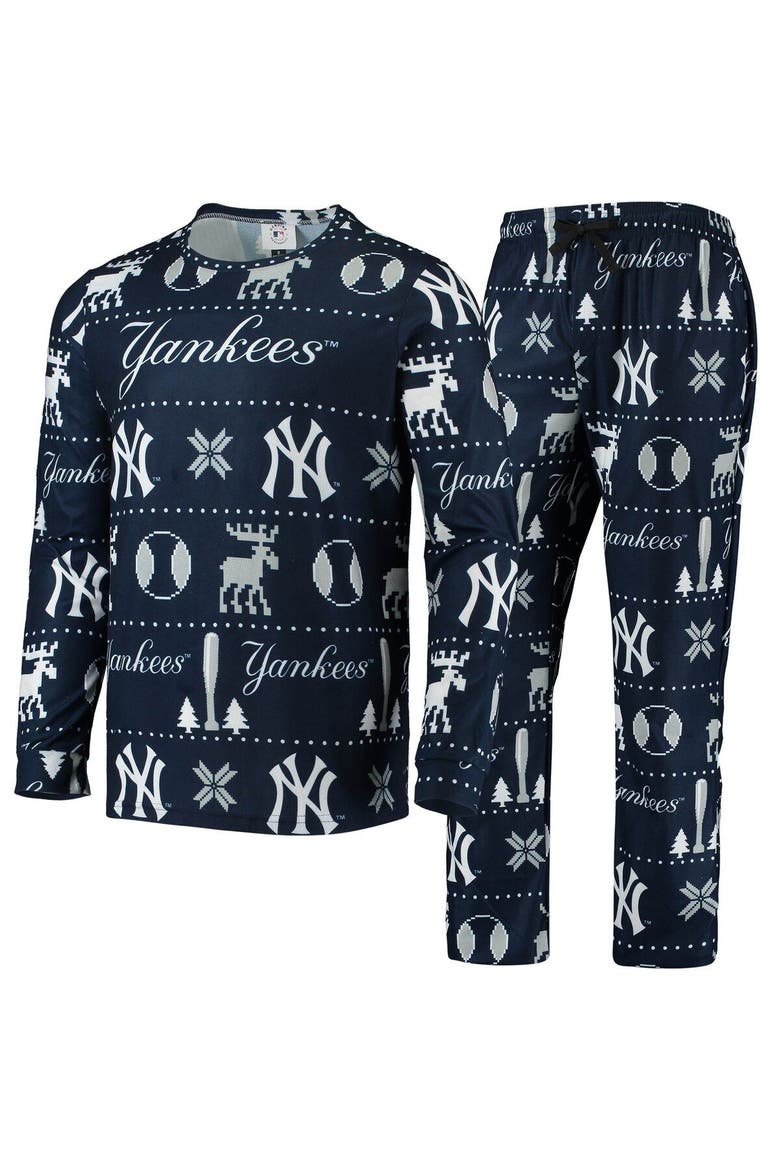 Men's FOCO Navy New York Yankees Ugly Pajama Sleep Set, Main, color, Navy