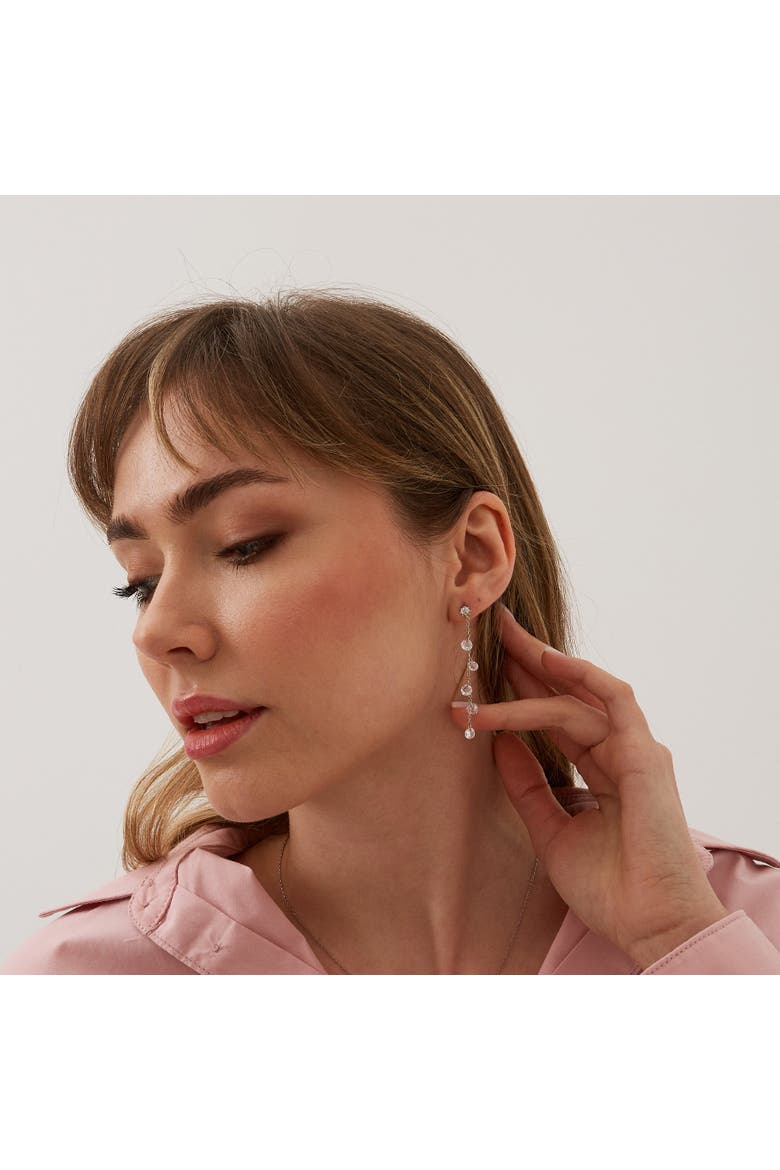 Drop Crystal Sterling Silver Earring, Alternate, color, Silver