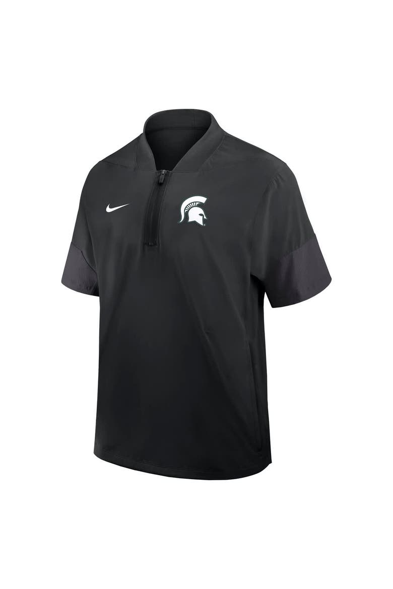 Men's Nike Black Michigan State Spartans 2025 Sideline Short Sleeve Quarter-Zip Coach Jacket, Alternate, color, Black