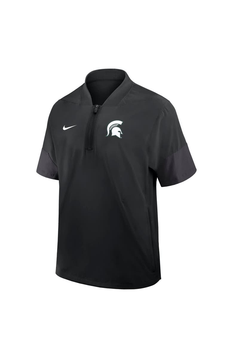 Nike Men's Nike Black Michigan State Spartans 2025 Sideline Short Sleeve Quarter-Zip Coach Jacket, Alternate, color, Black