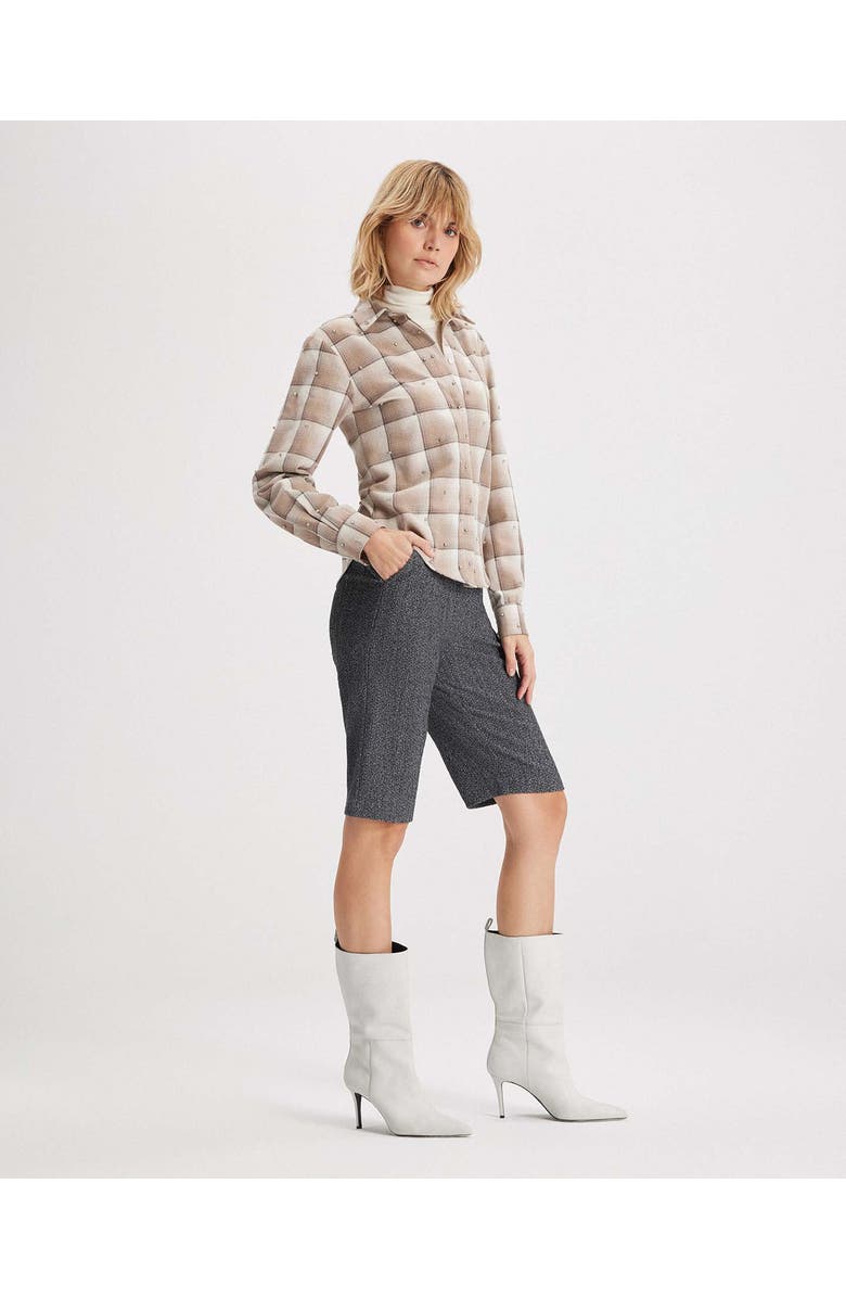 THEO The Label Europa Plaid Flannel Crystal Shirt, Alternate, color, Wheat