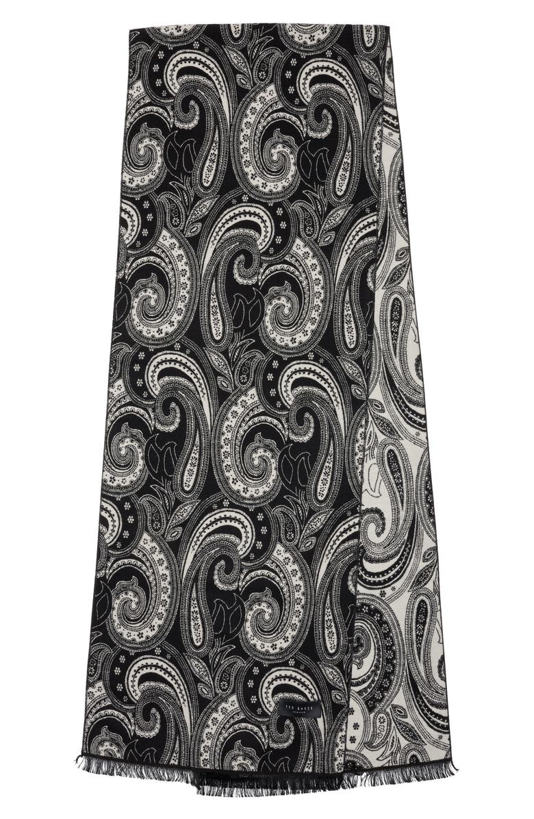 Ted Baker London Paisley Silk Scarf, Alternate, color, Black