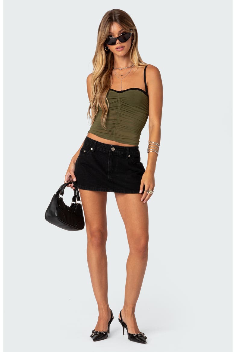 Moira Ruched Mesh Bra Top, Alternate, color, OLIVE