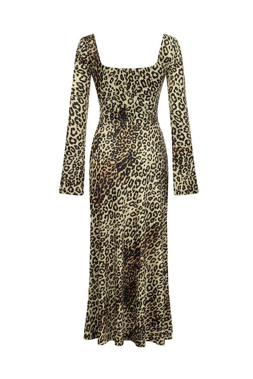 Shop Nocturne Square Neck Midi Dress In Multi-colored