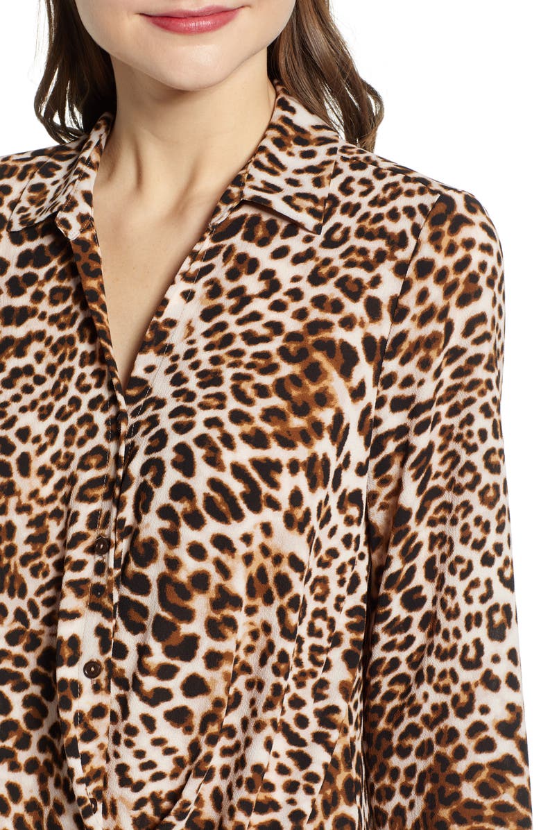 All in Favor Patterned Drape Front Blouse, Alternate, color, 