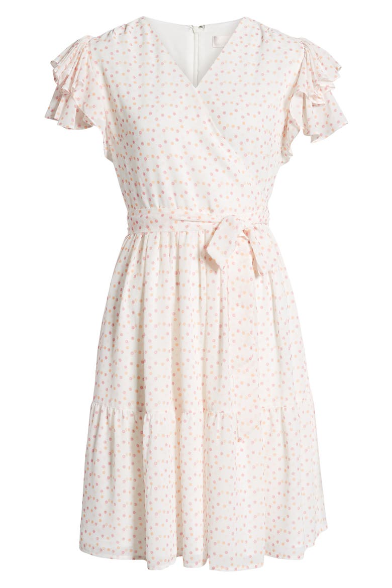 Tiered Ruffle Sleeve Dress, Alternate, color, WHITE PAINTED DOT