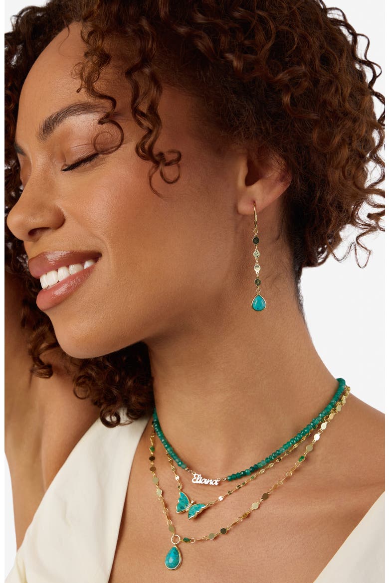 Flat Disc Turquoise Drop Earrings, Alternate, color, TURQUOISE/ GOLD