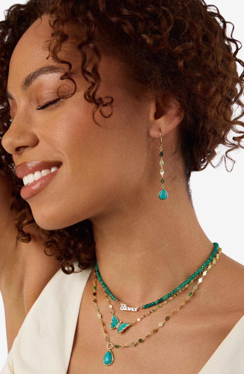 ATHRA LUXE Flat Disc Turquoise Drop Earrings, Alternate, color, Turquoise/ Gold