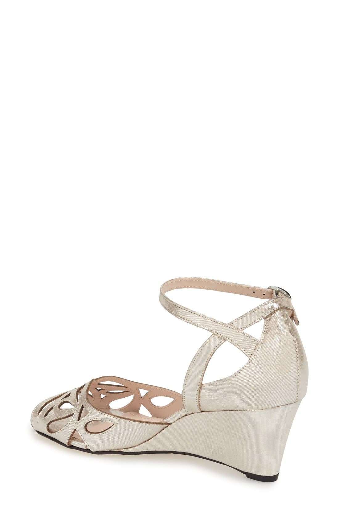 'Kismet' Wedge Sandal, Alternate, color, SILVER LEATHER