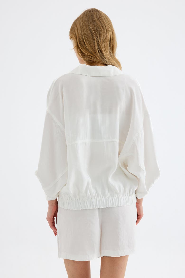 Aurelia Gold Button Relaxed Bomber Jacket, Alternate, color, White