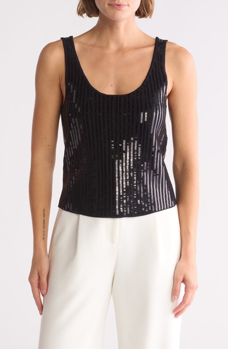 7 For All Mankind Sequin Tank, Main, color, Black