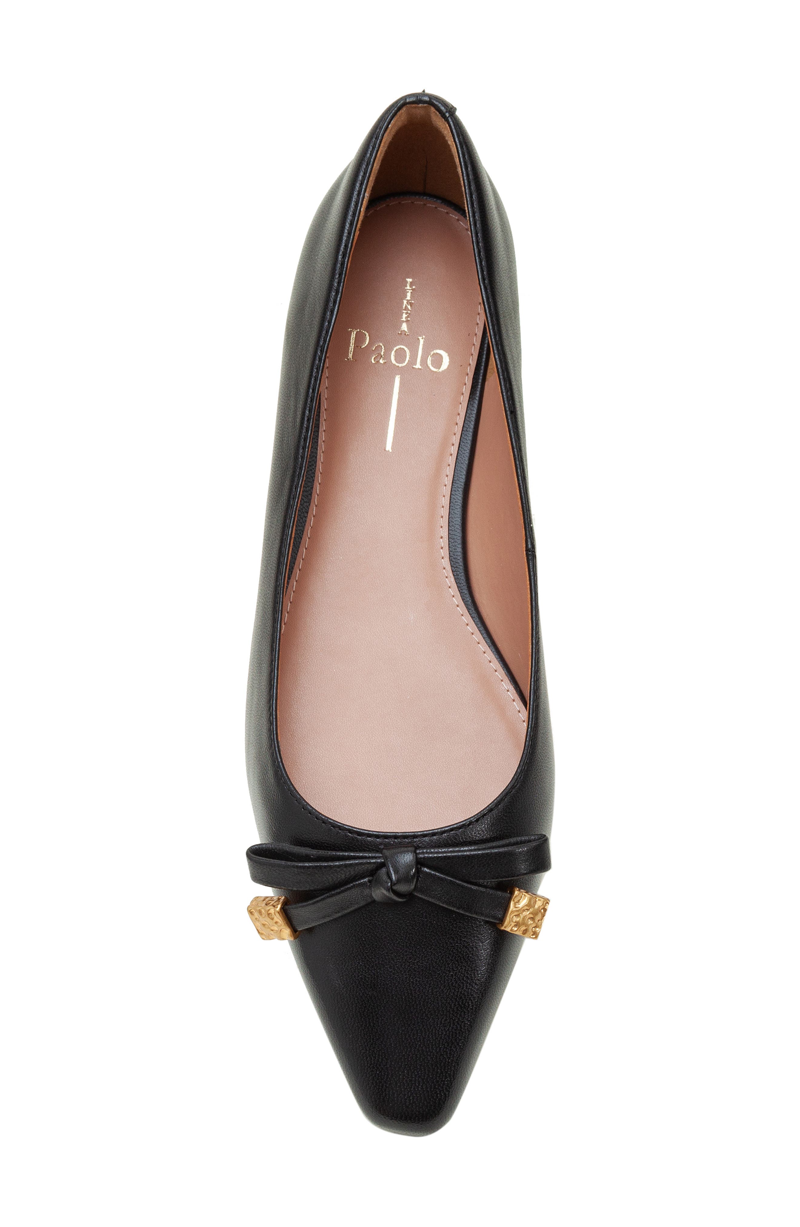 Linea Paolo Nicolis Pointed Toe Flat, Alternate, color, Black