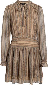 PAIGE Nantes Mixed Print Long Sleeve Silk Chiffon Dress