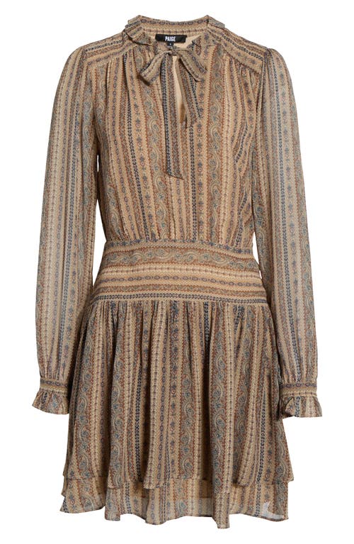 Paige Nantes Mixed Print Long Sleeve Silk Chiffon Dress In Neutral