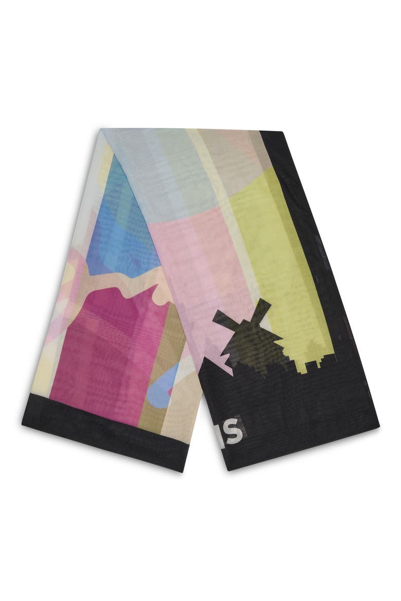 Paris Skyline Logo Scarf, Alternate, color, BLACK