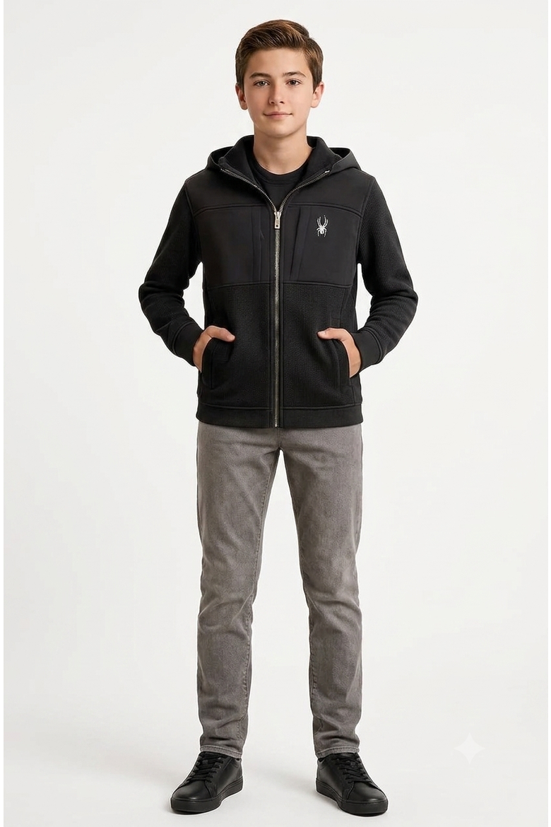 Boys Sweater Fleece Jacket, Main, color, Black