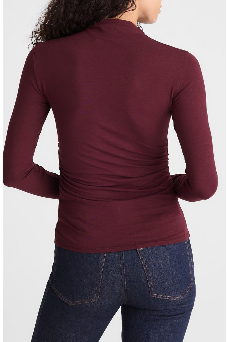 Ruched Mock Neck Long Sleeve Top, Alternate, color, DARK POMEGRANATE