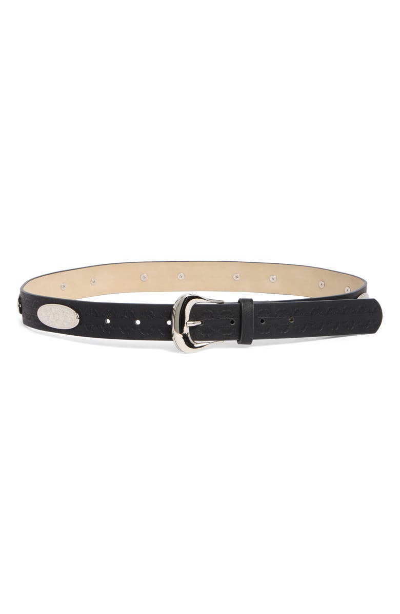 Steve Madden Oval Concho Burnished Buckle Belt, Main, color, 