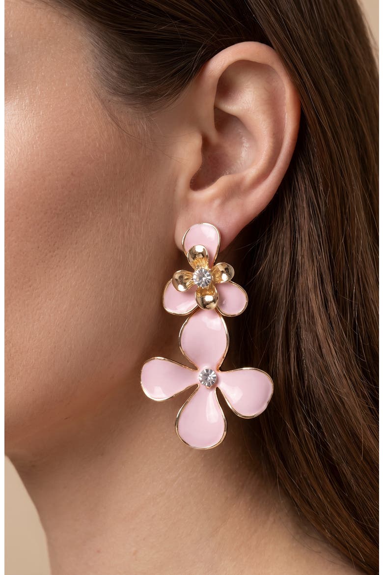 Enamel Daisy Drop Earrings, Main, color, PINK/ GOLD