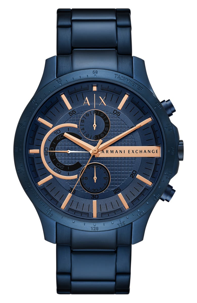 AX Armani Exchange Chronograph Bracelet Watch, 46mm, Main, color, Blue