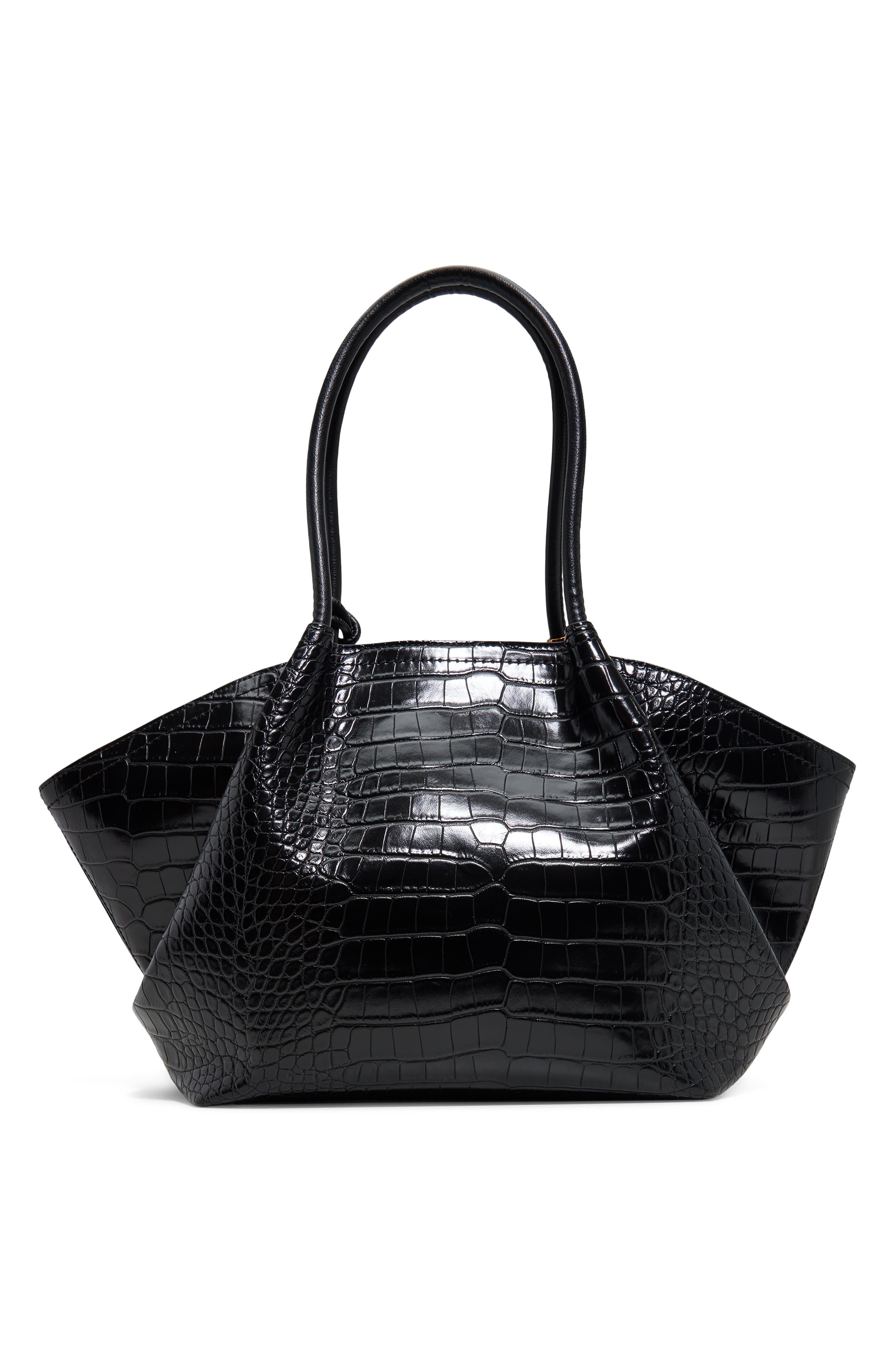 Braelyneex Croc Embossed Faux Leather Tote, Alternate, color, BLACK OVERFLOW