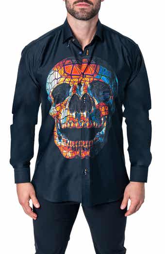 Fibonacci Skull Prizm Cotton Button-Up Shirt