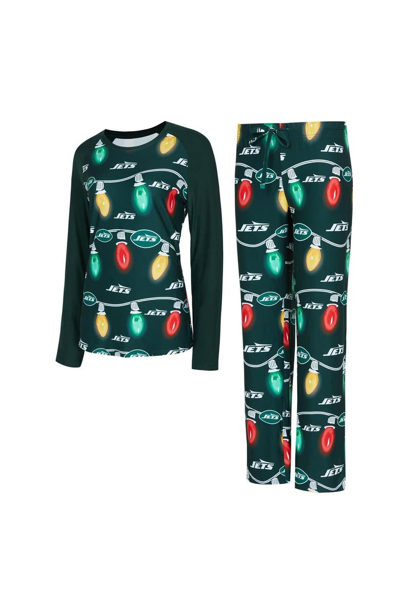 CONCEPTS SPORT Women's Concepts Sport Green New York Jets Garland Knit Raglan Long Sleeve T-Shirt & Pants Set, Main, color, Green